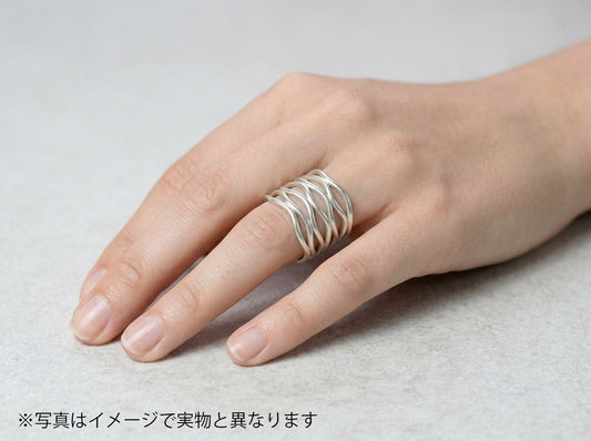 【10号】カレンシルバー 多連ウェーブリング |波線 幅広 透かし リング (11100380100)